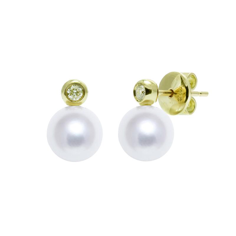 Pearl & Diamond 18ct Yellow Gold Stud Earrings
