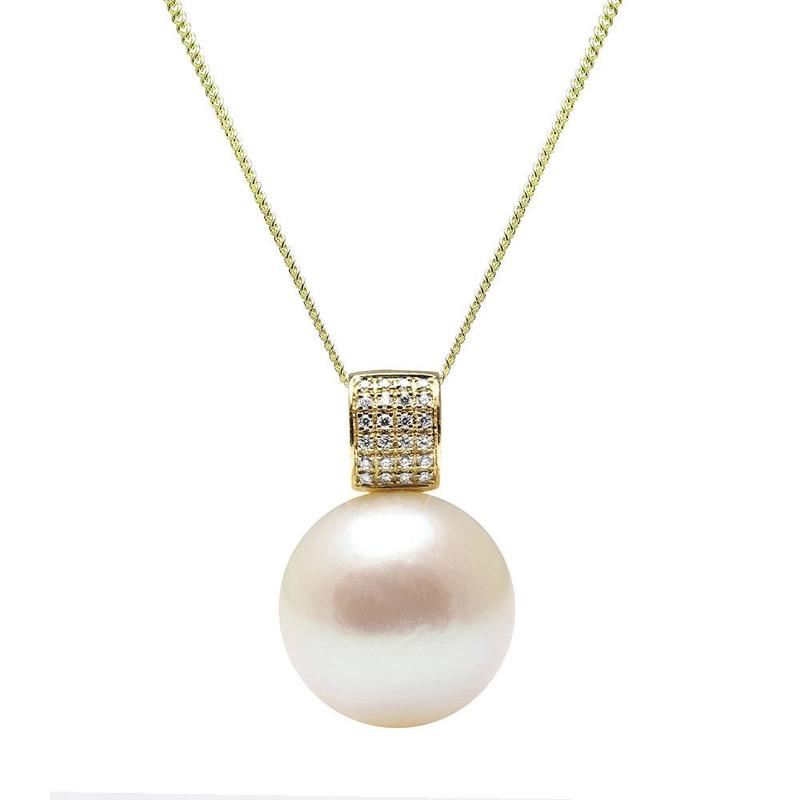 White Nucleated Cultured Pearl & Diamond Pendant