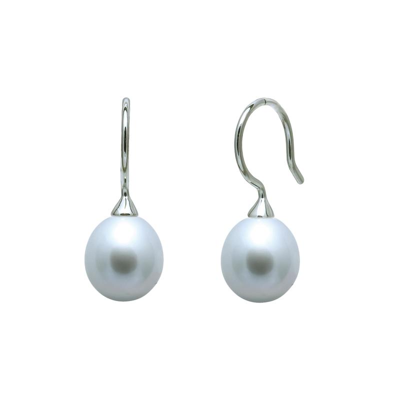 Grey Pearl Teardrop Earrings Sterling Silver