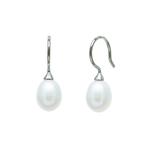 White Pearl Teardrop Earrings Sterling Silver