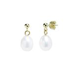 White Pearl Teardrop Earrings 9ct Yellow Gold