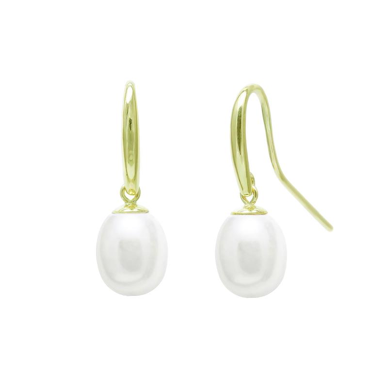 White Pearl Teardrop Earrings 9ct White Gold