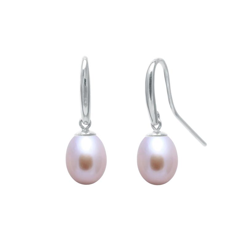 Pink Pearl Teardrop Earrings Sterling Silver
