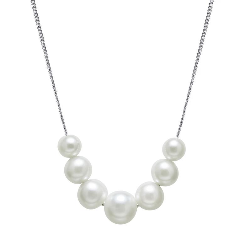 Graduated White Pearl Sliding Necklace