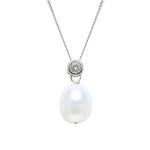 White Pearl & Cubic Zirconia Silver Pendant