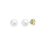 White Pearl Button Studs 9ct Yellow Gold 6-7mm