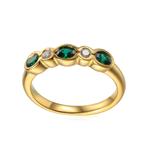 Emerald & Diamond Alternating Five Stone Ring 18ct