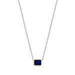 Blue Cubic Zirconia Gold Plate & Silver Necklace