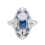 Pre-Owned Platinum Sapphire & Diamond Cluster Ring