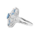 Pre-Owned Platinum Sapphire & Diamond Cluster Ring