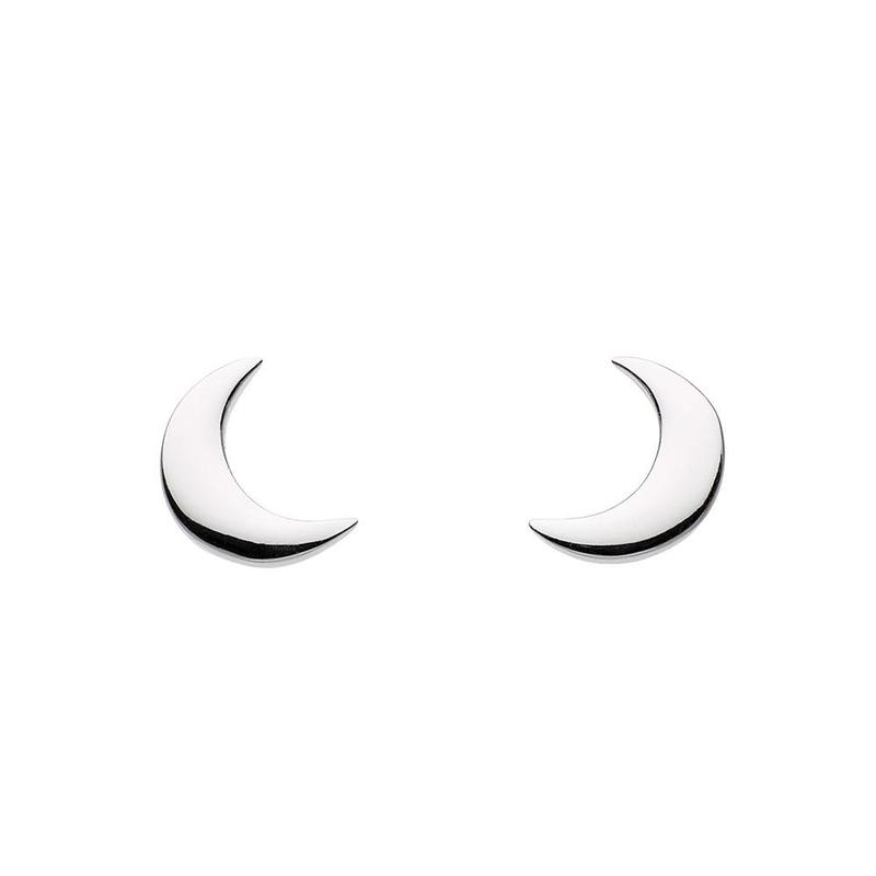 Crescent Moon Stud Earrings Sterling Silver