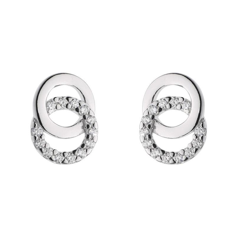 Double Cubic Zirconia Circle Stud Earrings