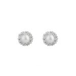 Freshwater Pearl Cubic Zirconia Halo Studs
