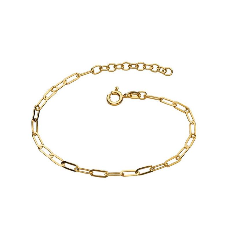 Gold Plate Paperclip Link Chain Bracelet