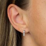 9ct White Gold Diamond Bar Stud Earrings