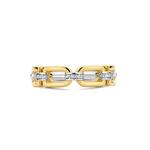 Cubic Zirconia Pave & Gold Link Ring