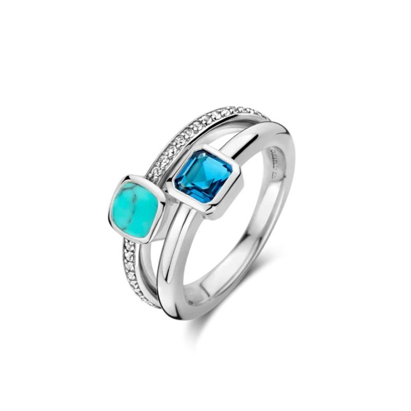 Turquoise & Blue Cubic Zirconia Stacked Ring