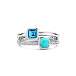 Turquoise & Blue Cubic Zirconia Stacked Ring