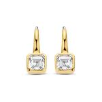 Square Drop Cubic Zirconia Gold Plate Earrings