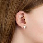 Elongated Cut-Out Octagonal Silver Stud Earrings