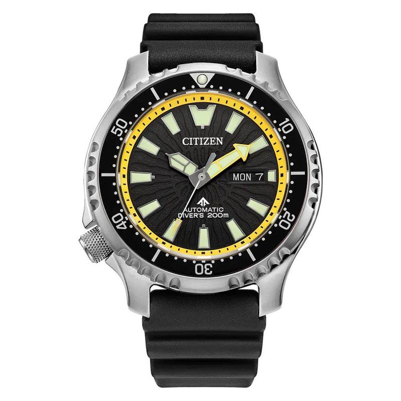 Automatic Dive Watch with Black Dial and Strap