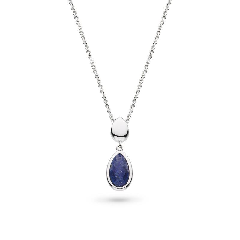 Coast Pebble Azure Gemstone Duo Droplet Necklace