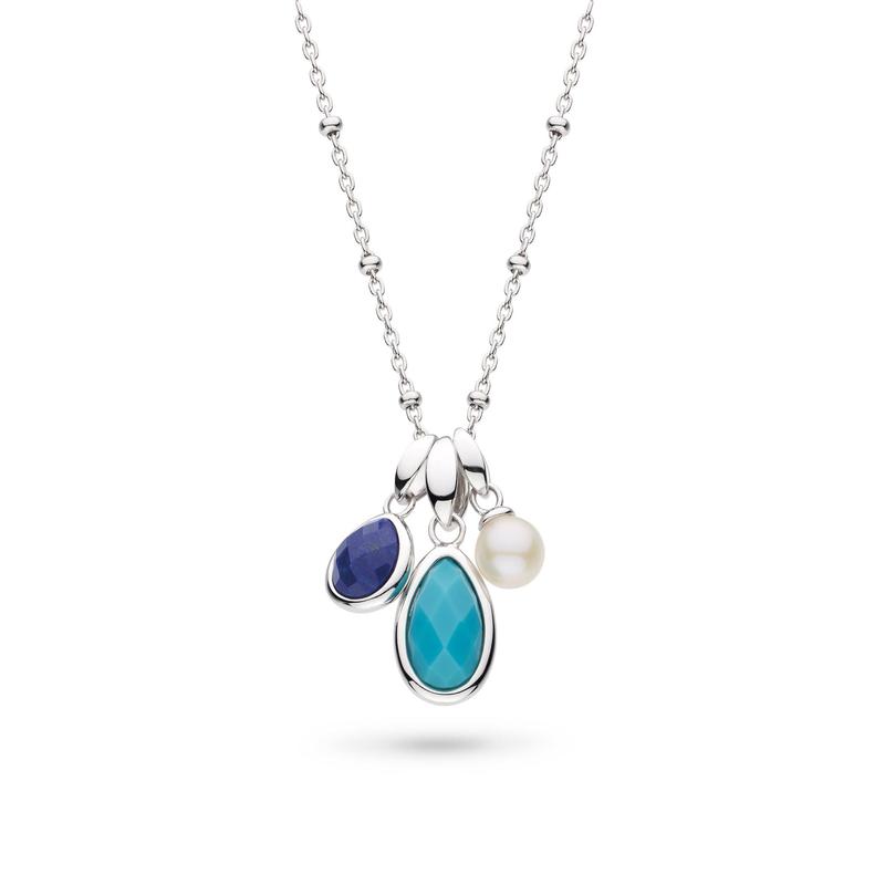 Coast Pebble Azure Gemstone Trio Pendant Necklace