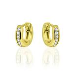 12mm Gold Plated Silver Hoops With Cubic Zirconia