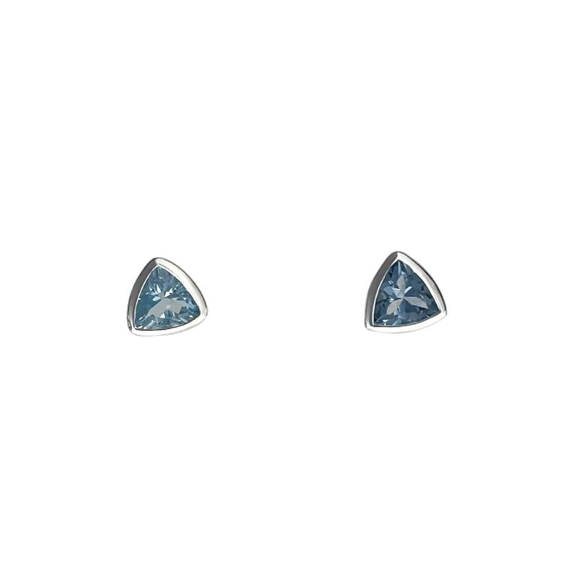 Trilliant Cut Blue Topaz Stud Earrings