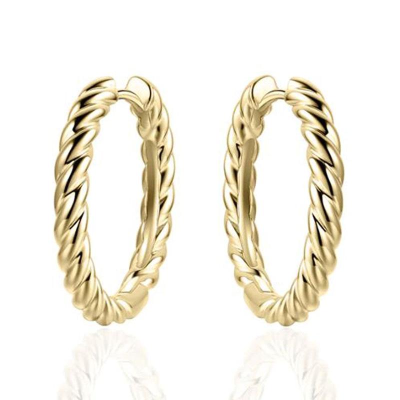 22mm Rope Design Gold Plated Silver Hoops