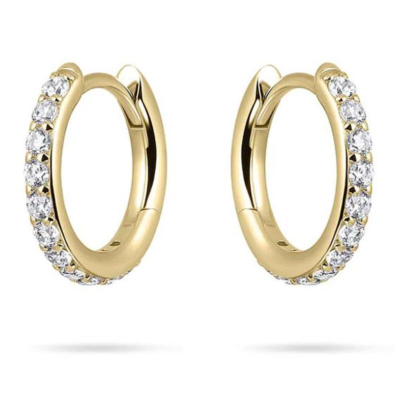15mm Gold Plated Silver Hoops With Cubic Zironia