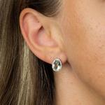 Green Fluorite and Diamond Stud Earrings