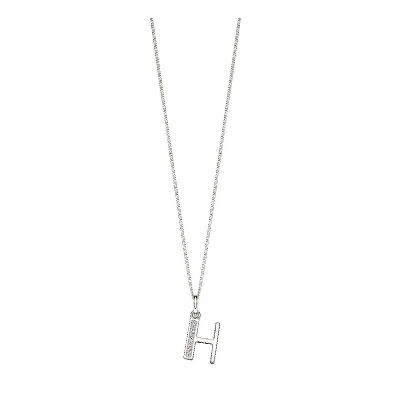 Initial 'H' Silver Pendant Necklace