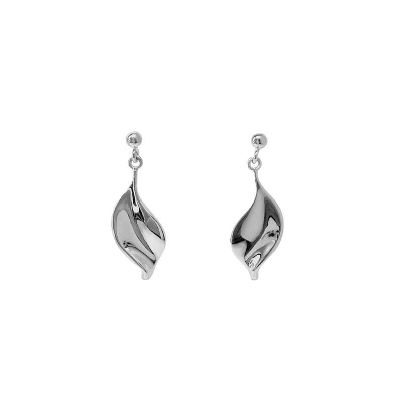 Sterling Silver Leaf Drop Earrings