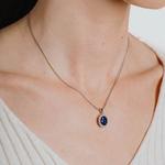 Blue & Clear Diamonfire Silver Oval Necklace
