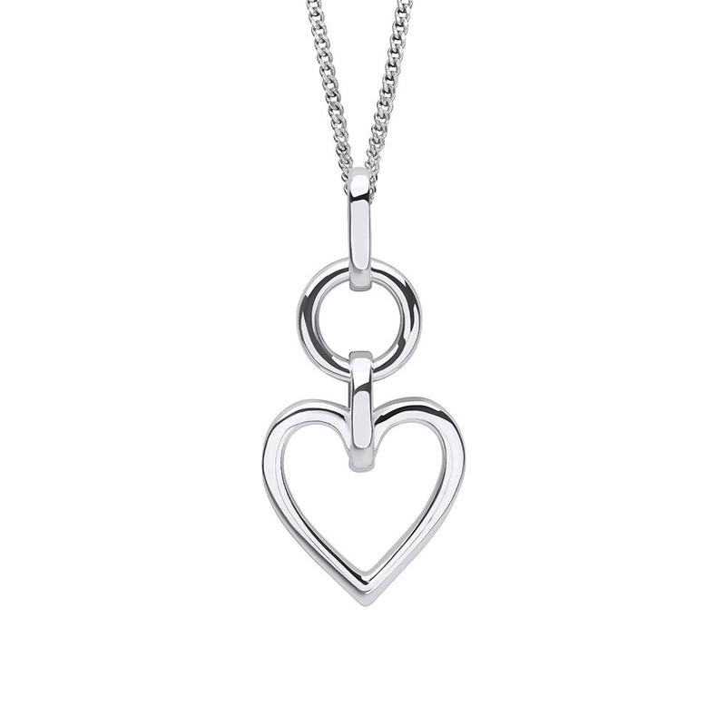 Open Heart Drop Polished Sterling Silver Pendant