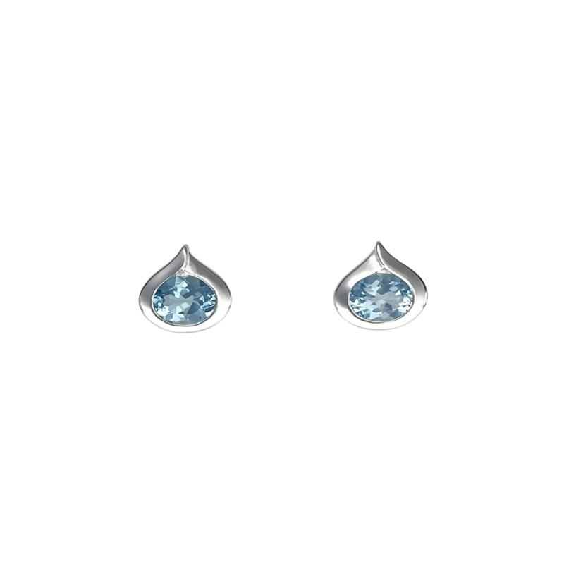 Blue Topaz Teardrop Silver Stud Earrings