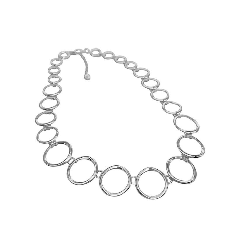 Open Circle Silver Statement Necklace
