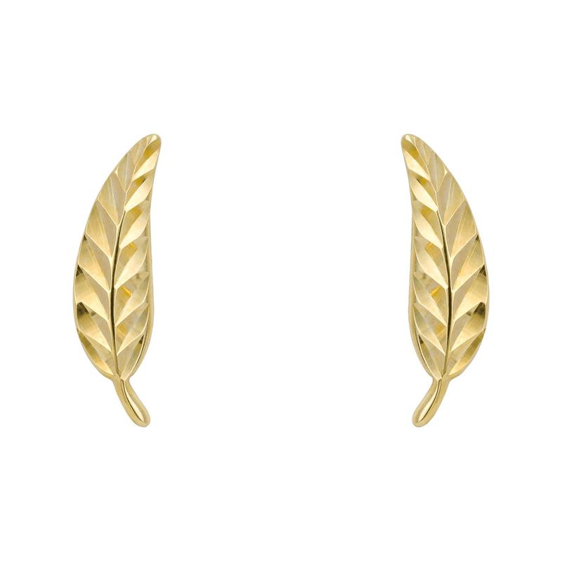 Feather Stud Earrings 9ct Yellow Gold