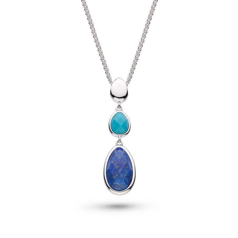 Coast Pebble Azure Gemstone Trio Droplet Necklace