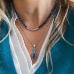 Coast Pebble Azure Gemstone Trio Droplet Necklace