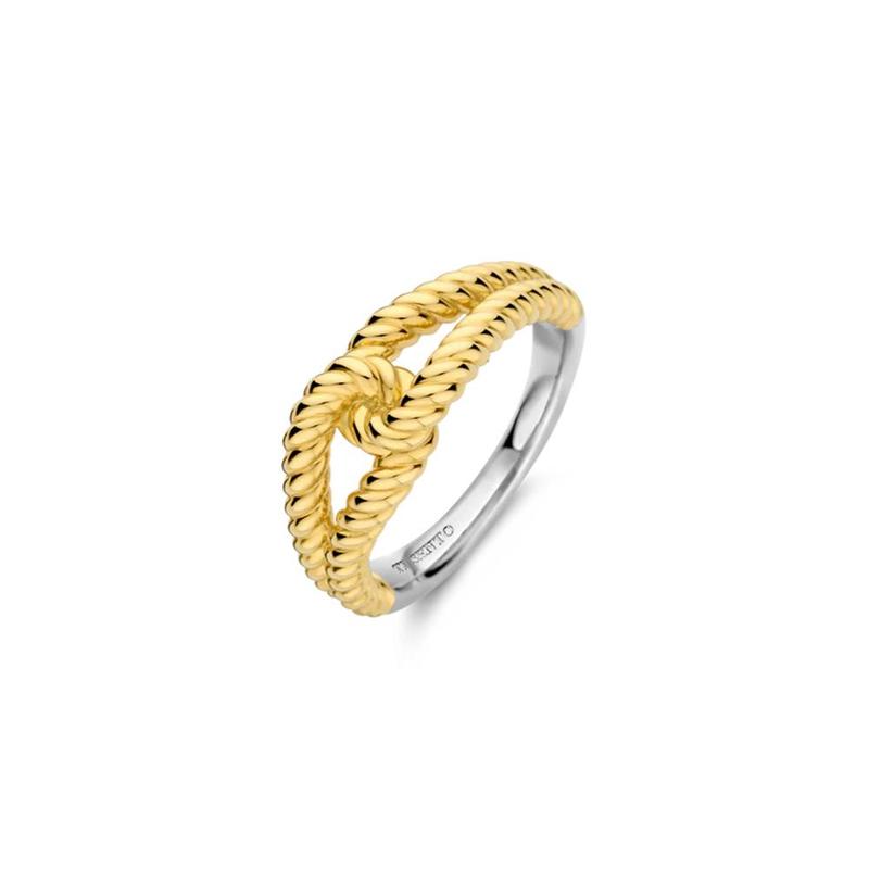 Ti Sento Intertwined Knot  Gold Plate Ring