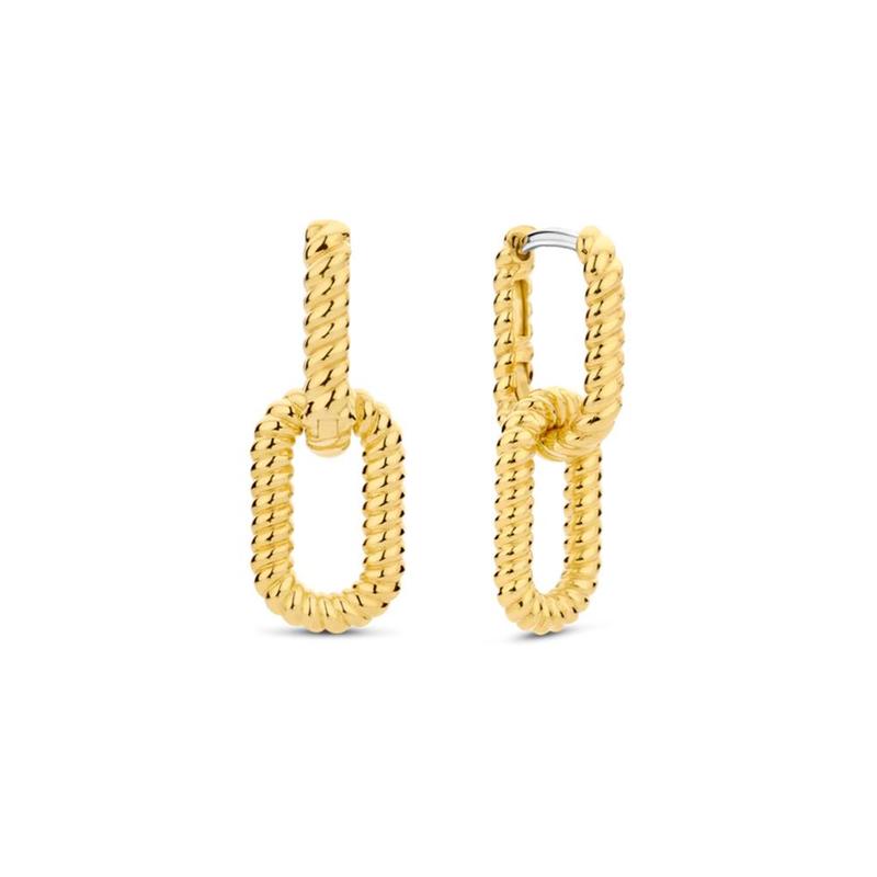 Ti Sento Rope Link Drop Earrings Gold Plate