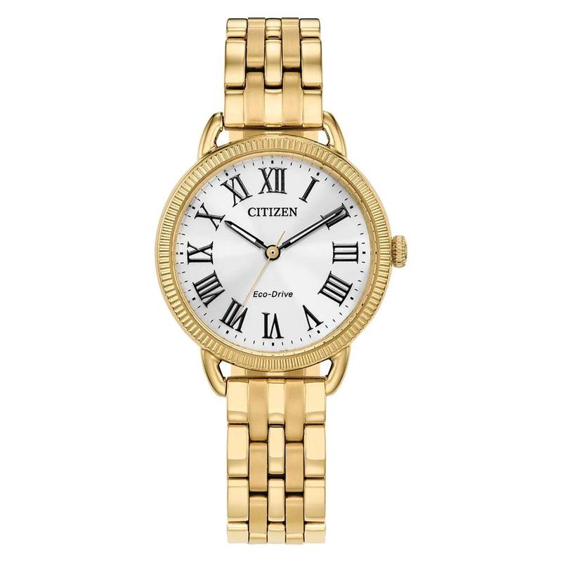 Eco-Drive Ladies Coin Edge Gold Plated Watch