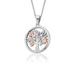 Tree of Life Silver & Welsh Gold Circle Pendant