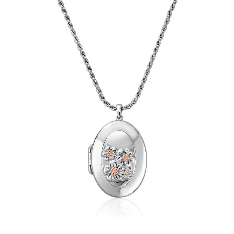 Forget-Me-Not Silver & Welsh Gold Locket Necklace
